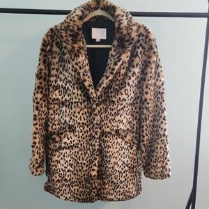 A New Day Leopard Print Faux Fur Coat